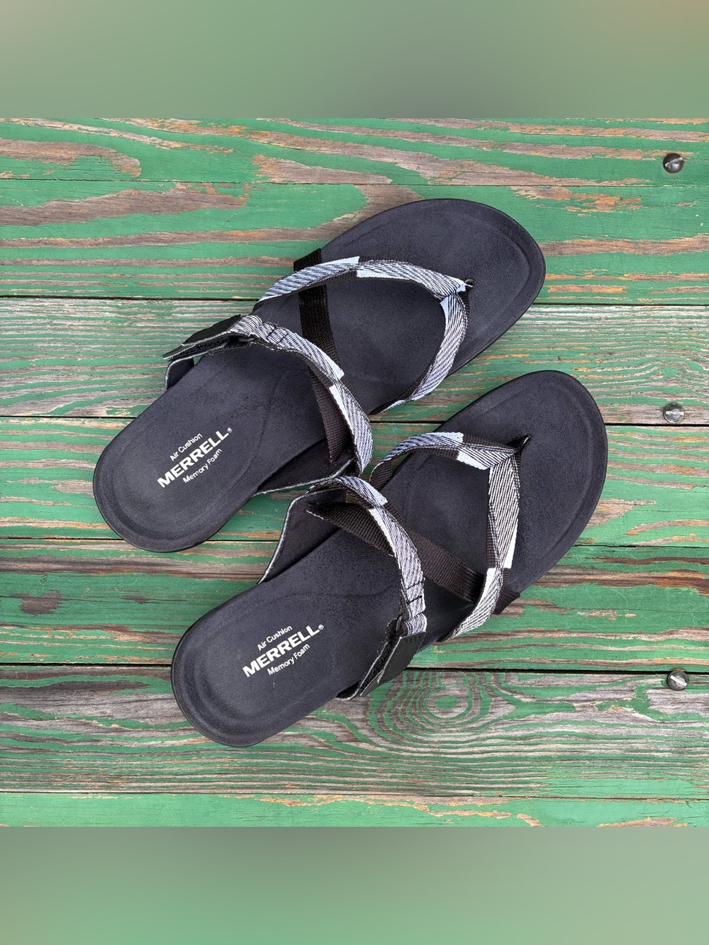 Merrell District Mendi Thong Sandals Comfort Womens Sz 10 Black Strap Slip On